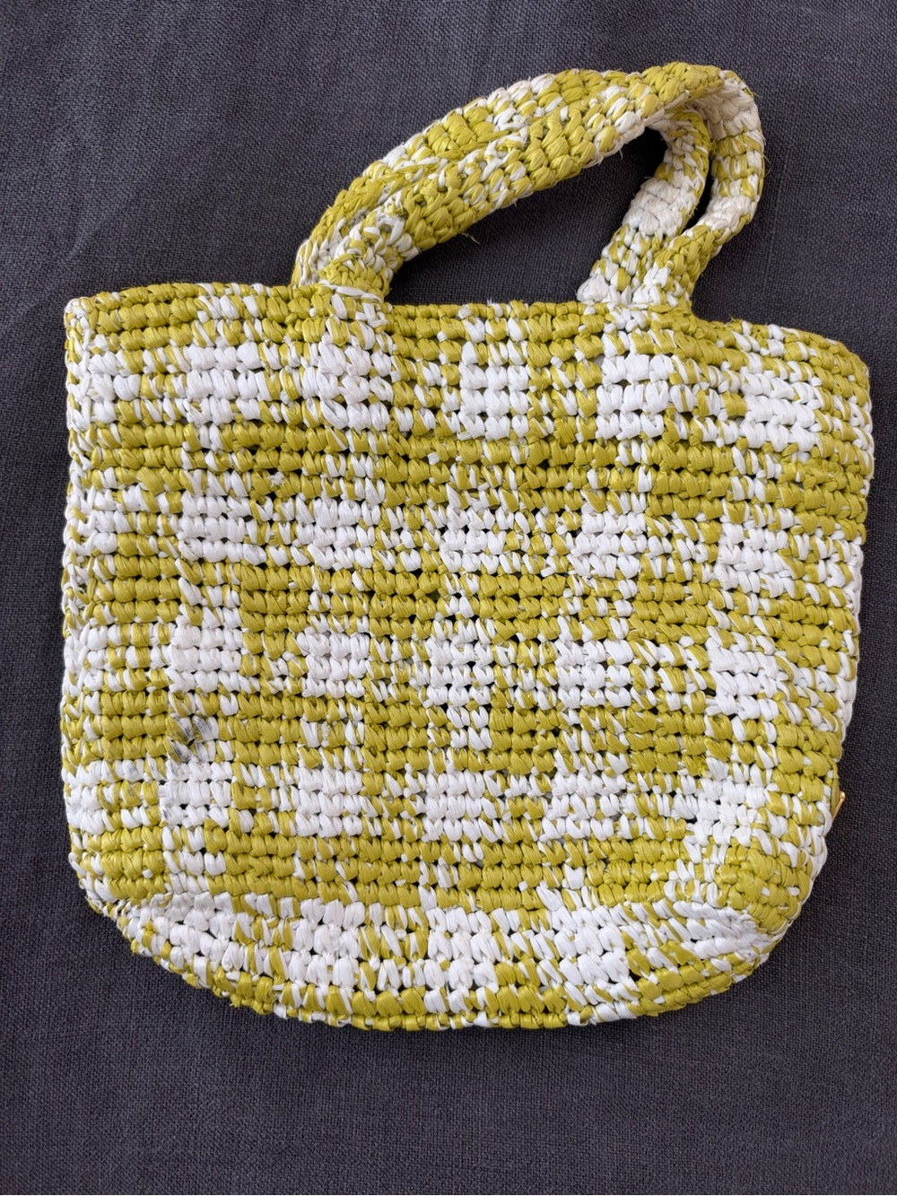 PRADA Authentic! Small Checked Raffia Logo Tote - Picture 7 of 16